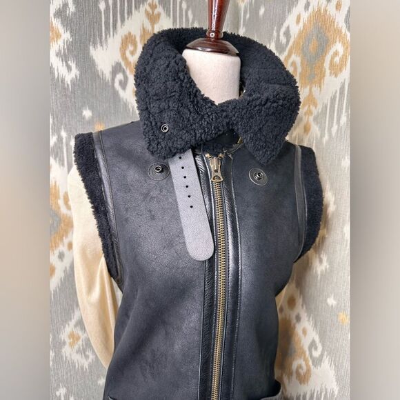 Polo Ralph Lauren Jackets & Blazers - Polo Ralph Lauren Black Unisex Portuguese Lamb Shearling Aviator Vest